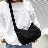 Large Capacity Plaid Crossbody Bag Adjustable Strap