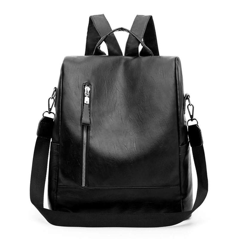 Ladies Versatile Leather Shoulder Bag Casual Large Capacity Backpack