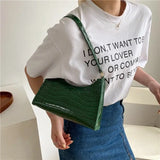 Crocodile Pattern Shoulder Messenger Bag Retro Style Casual Underarm Shoulder Ba
