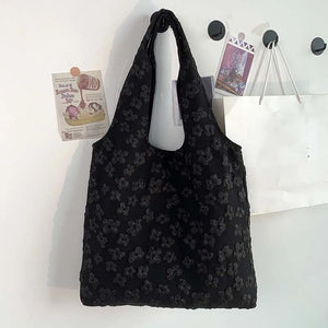 Lace Canvas Tote Bag Ladies Shopping Shoulder Bag