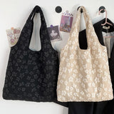 Lace Canvas Tote Bag Ladies Shopping Shoulder Bag