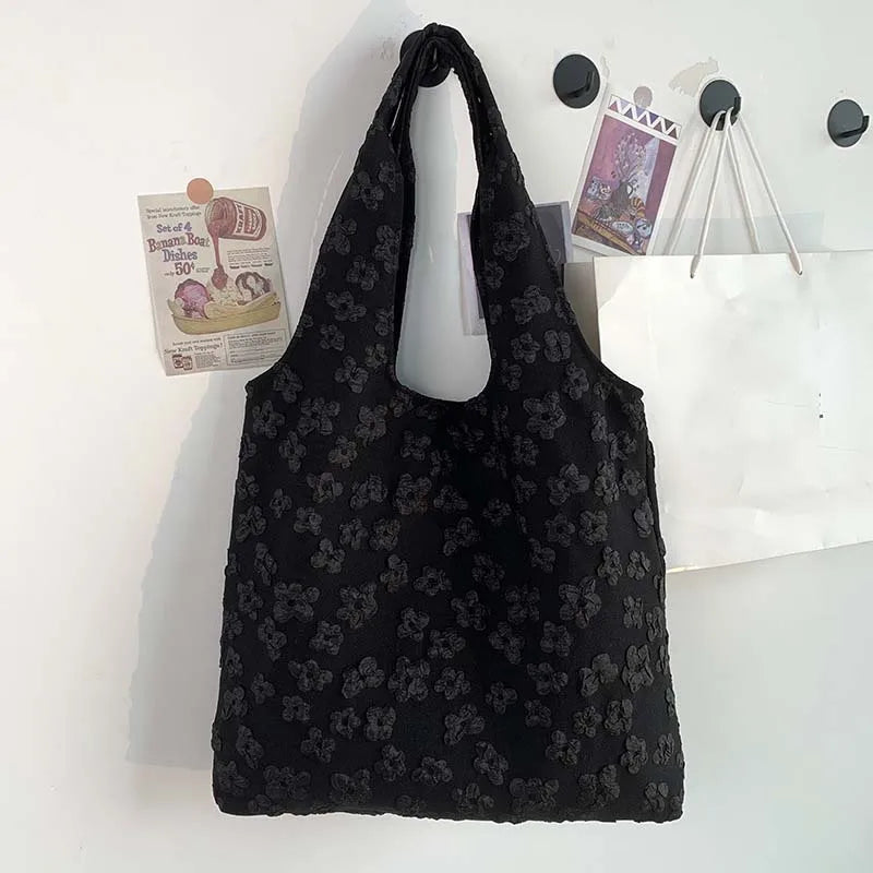Lace Canvas Tote Bag Ladies Shopping Shoulder Bag