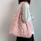 Lace Canvas Tote Bag Ladies Shopping Shoulder Bag