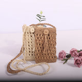 Woven Straw Shoulder Bag Mini Crossbody Vintage Handbag