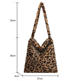 Vintage Love Print Tote Bag Crossbody Large Capacity Plush Women Shoulder Bag