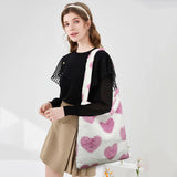 Vintage Love Print Tote Bag Crossbody Large Capacity Plush Women Shoulder Bag