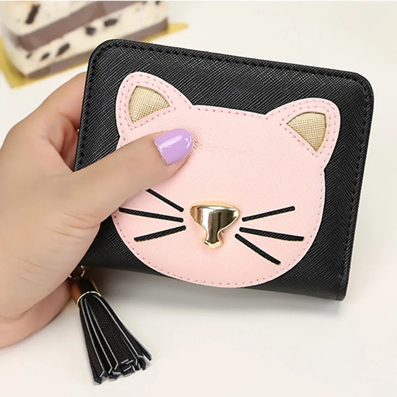 Cat Tassel Short Mini Wallet for Women