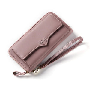 Women's PU Leather Zipper Long Clutch Wallet