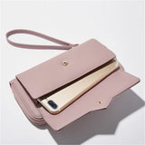 Women's PU Leather Zipper Long Clutch Wallet