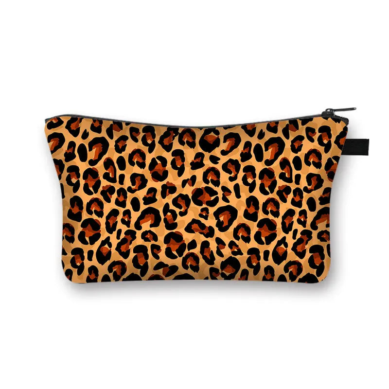 Leopard Print Makeup Bag Water Resistant Organizer Women Multifunction Beauty
