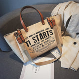 Canvas Large Capacity Tote Letter Shoulder Messenger Bag
