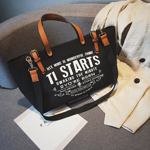 Canvas Large Capacity Tote Letter Shoulder Messenger Bag