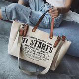 Canvas Large Capacity Tote Letter Shoulder Messenger Bag