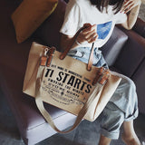 Canvas Large Capacity Tote Letter Shoulder Messenger Bag