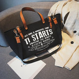 Canvas Large Capacity Tote Letter Shoulder Messenger Bag