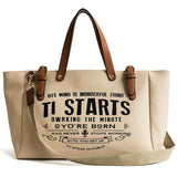 Canvas Large Capacity Tote Letter Shoulder Messenger Bag