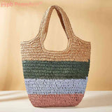 Women's Large Striped Shopping Tote Bag for Seaside Holiday
