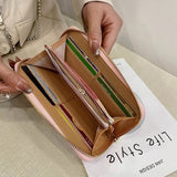 Large Capacity Zipper Purse PU Leather Long Wallet Women