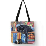 Cartoon Cat Tote Bag Waterproof Canvas Shopping Handbag