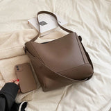 Retro Bucket Bag Set, Shoulder/Crossbody Bag, Autumn/Winter Leather Lady Bag