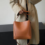 Retro Bucket Bag Set, Shoulder/Crossbody Bag, Autumn/Winter Leather Lady Bag