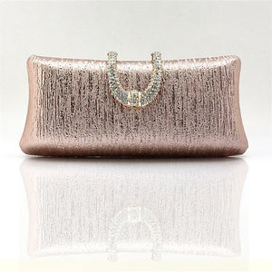 Crystal Diamond Buckle Rose Evening Bag Clutch Wedding Bridal Marry Bag
