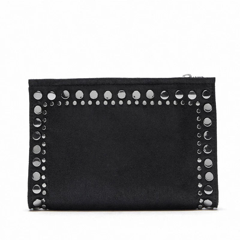 Matte Leather Chain Shoulder Bag Rivet Messenger Clutch