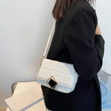 Embroidered Thread Small Square Bag PU Leather Shoulder Messenger Bag