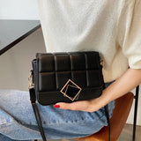 Embroidered Thread Small Square Bag PU Leather Shoulder Messenger Bag