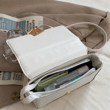 Embroidered Thread Small Square Bag PU Leather Shoulder Messenger Bag
