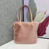 Large Capacity Ladies Handbag Warm Tote Bag Purse Soft Plush Shoulder Bag