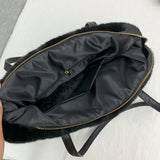 Large Capacity Ladies Handbag Warm Tote Bag Purse Soft Plush Shoulder Bag
