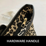 Leopard Print Zipper Shoulder Bag - Large Capacity