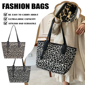 Leopard Print Zipper Shoulder Bag - Large Capacity