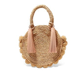 Bohemian Tassel Rattan Beach Handbag Straw Shoulder Bag
