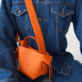 Large Capacity Tote Bucket Bag Leather Shoulder Messenger Bag