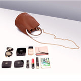 Vintage Chains Crossbody Handbag Women Ring Bucket Bag