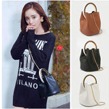 Vintage Chains Crossbody Handbag Women Ring Bucket Bag