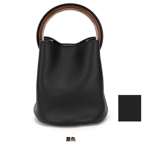 Vintage Chains Crossbody Handbag Women Ring Bucket Bag