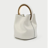 Vintage Chains Crossbody Handbag Women Ring Bucket Bag