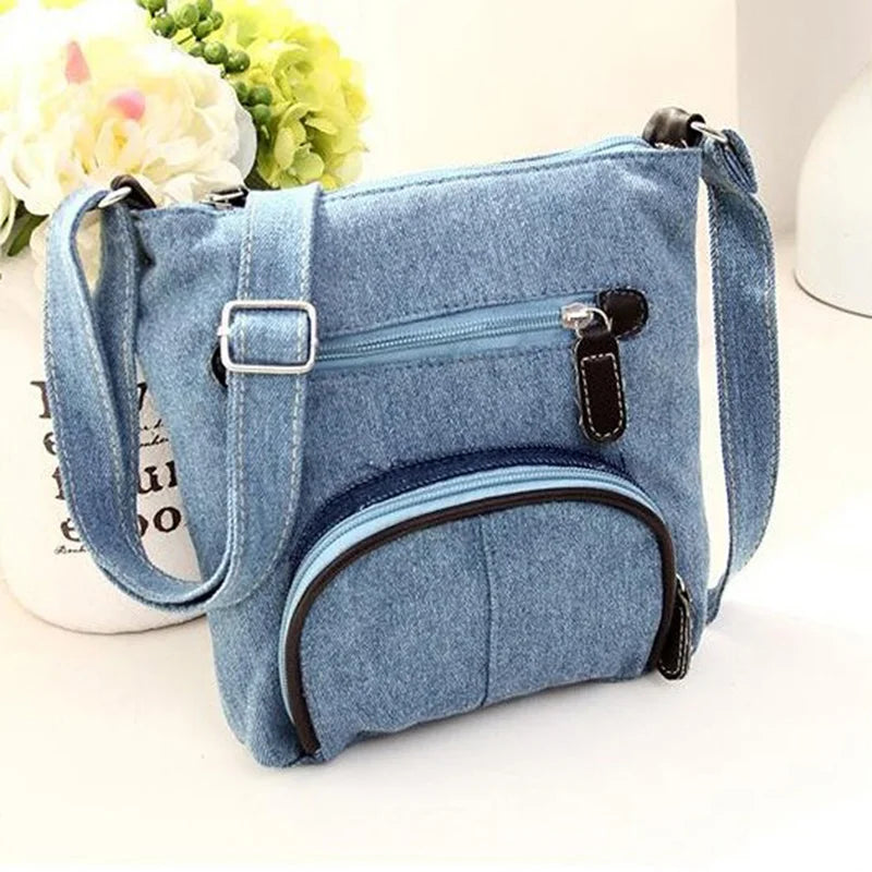 Denim Vintage Crossbody Bag Women's Fashionable Portable Handbag