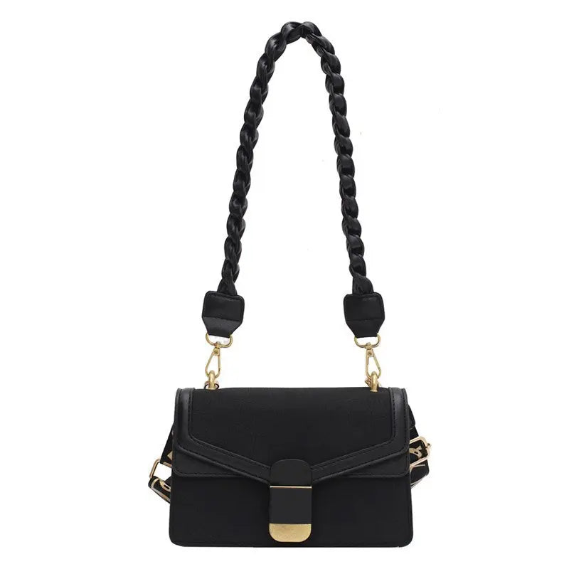 Retro PU Shoulder Bag with Zipper Compartment