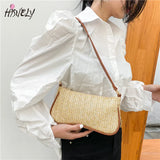 Straw Woven Shoulder Bag for Women Solid Texture Casual All-Match Underarm Bag