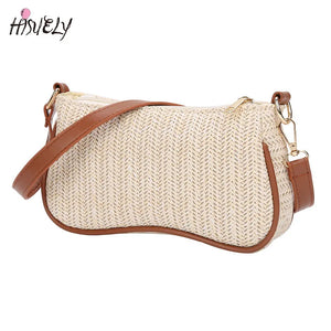 Straw Woven Shoulder Bag for Women Solid Texture Casual All-Match Underarm Bag