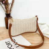 Straw Woven Shoulder Bag for Women Solid Texture Casual All-Match Underarm Bag