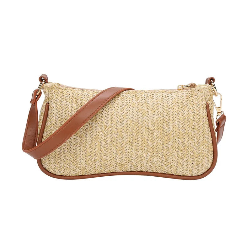 Straw Woven Shoulder Bag for Women Solid Texture Casual All-Match Underarm Bag