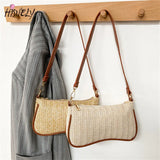 Straw Woven Shoulder Bag for Women Solid Texture Casual All-Match Underarm Bag