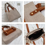 Ladies Shoulder Bag Wide Strap Handbag Casual Linen Large Capacity Tote