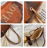 Clear Jelly Shoulder Bag with Letter Printing, Large Capacity