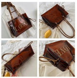 Clear Jelly Shoulder Bag with Letter Printing, Large Capacity